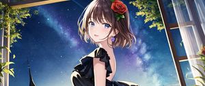 Preview wallpaper girl, dress, flower, anime