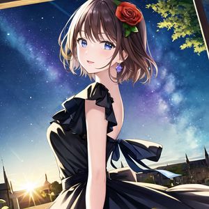 Preview wallpaper girl, dress, flower, anime