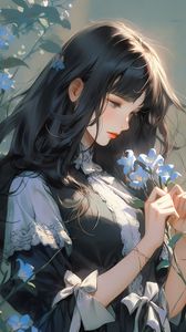 Preview wallpaper girl, dress, flowers, bows, anime