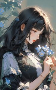 Preview wallpaper girl, dress, flowers, bows, anime