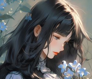 Preview wallpaper girl, dress, flowers, bows, anime