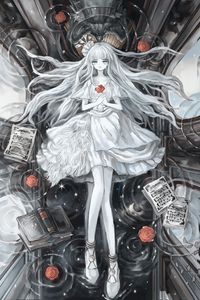 Preview wallpaper girl, dress, flowers, white, anime