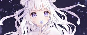 Preview wallpaper girl, dress, flowers, anime, art, purple