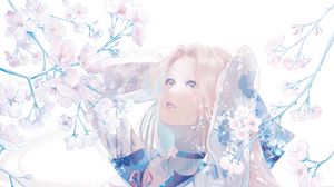 Preview wallpaper girl, dress, flowers, anime, art, light