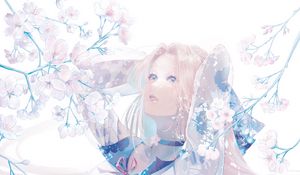 Preview wallpaper girl, dress, flowers, anime, art, light