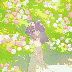 Preview wallpaper girl, dress, flowers, wind, anime