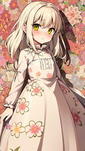 Preview wallpaper girl, dress, flowers, anime, art