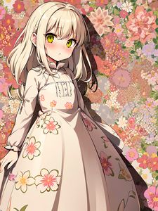 Preview wallpaper girl, dress, flowers, anime, art