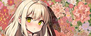 Preview wallpaper girl, dress, flowers, anime, art