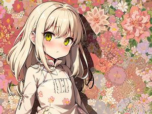 Preview wallpaper girl, dress, flowers, anime, art