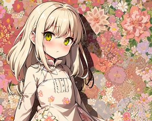 Preview wallpaper girl, dress, flowers, anime, art