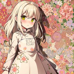 Preview wallpaper girl, dress, flowers, anime, art