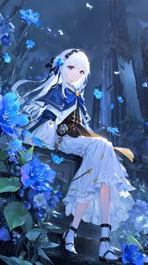 Preview wallpaper girl, dress, flowers, princess, anime