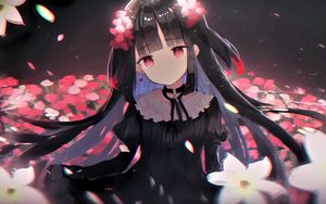 Preview wallpaper girl, dress, flowers, anime
