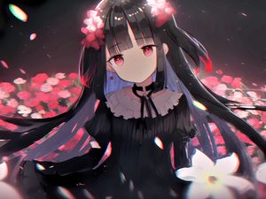 Preview wallpaper girl, dress, flowers, anime