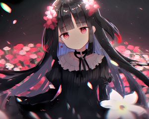 Preview wallpaper girl, dress, flowers, anime