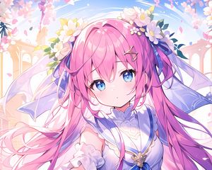 Preview wallpaper girl, dress, flowers, jewelry, anime