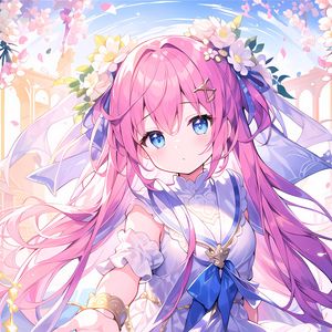 Preview wallpaper girl, dress, flowers, jewelry, anime