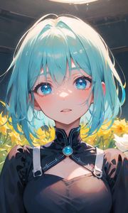 Preview wallpaper girl, dress, flowers, art, anime