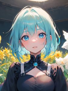 Preview wallpaper girl, dress, flowers, art, anime