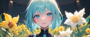 Preview wallpaper girl, dress, flowers, art, anime