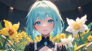 Preview wallpaper girl, dress, flowers, art, anime