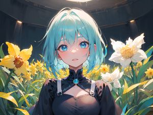 Preview wallpaper girl, dress, flowers, art, anime