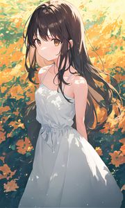 Preview wallpaper girl, dress, flowers, paint, anime