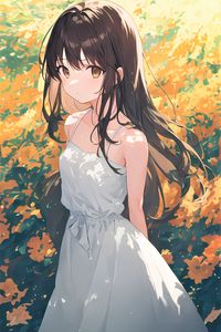 Preview wallpaper girl, dress, flowers, paint, anime