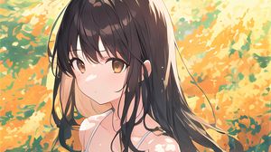 Preview wallpaper girl, dress, flowers, paint, anime