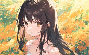 Preview wallpaper girl, dress, flowers, paint, anime