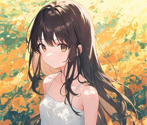 Preview wallpaper girl, dress, flowers, paint, anime