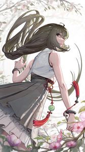 Preview wallpaper girl, dress, glance, flowers, anime