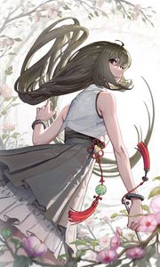 Preview wallpaper girl, dress, glance, flowers, anime