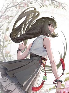 Preview wallpaper girl, dress, glance, flowers, anime