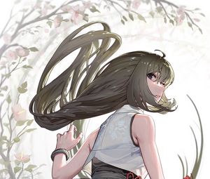 Preview wallpaper girl, dress, glance, flowers, anime