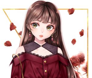 Preview wallpaper girl, dress, glance, anime, art, red