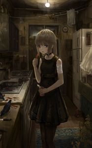 Preview wallpaper girl, dress, glance, anime, art, gloomy