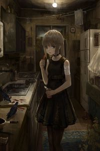 Preview wallpaper girl, dress, glance, anime, art, gloomy