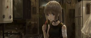 Preview wallpaper girl, dress, glance, anime, art, gloomy