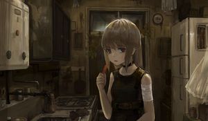 Preview wallpaper girl, dress, glance, anime, art, gloomy