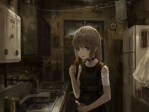 Preview wallpaper girl, dress, glance, anime, art, gloomy