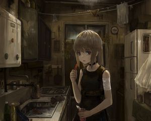 Preview wallpaper girl, dress, glance, anime, art, gloomy