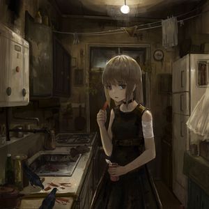 Preview wallpaper girl, dress, glance, anime, art, gloomy