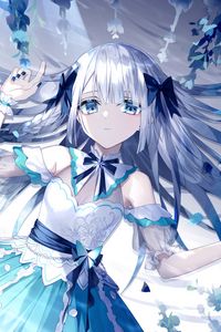 Preview wallpaper girl, dress, glance, anime, art, blue