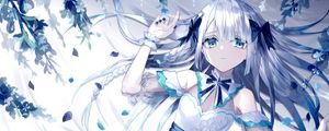 Preview wallpaper girl, dress, glance, anime, art, blue