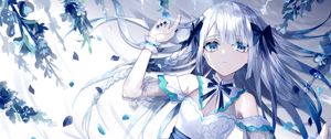 Preview wallpaper girl, dress, glance, anime, art, blue