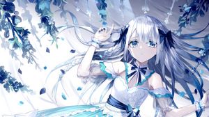 Preview wallpaper girl, dress, glance, anime, art, blue