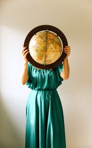 Preview wallpaper girl, dress, globe