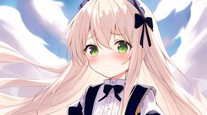 Preview wallpaper girl, dress, hair, sky, anime